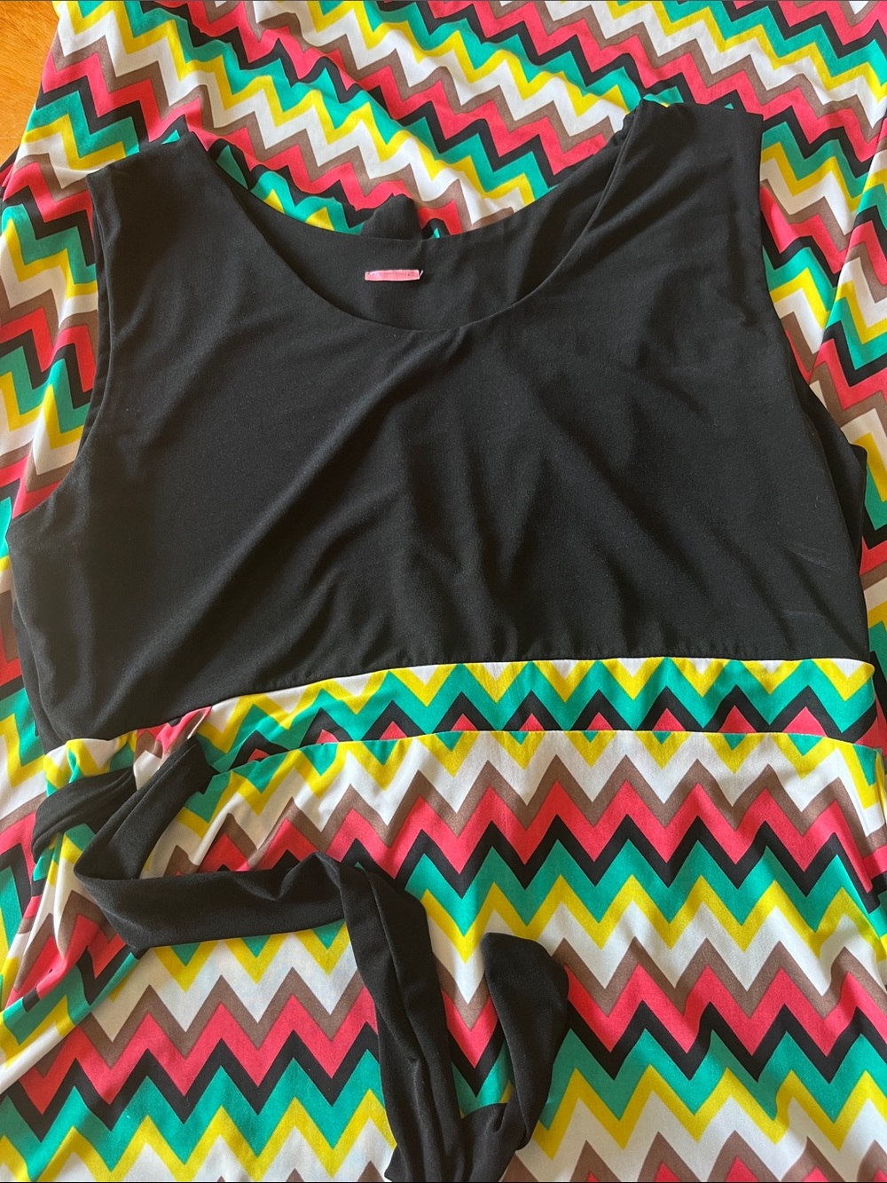 Black & Multicolor Chevron Maxi Dress - Sleeveless Summer Dress